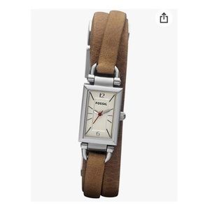 Fossil Delaney Sand Dial Brown Leather Wrap Watch